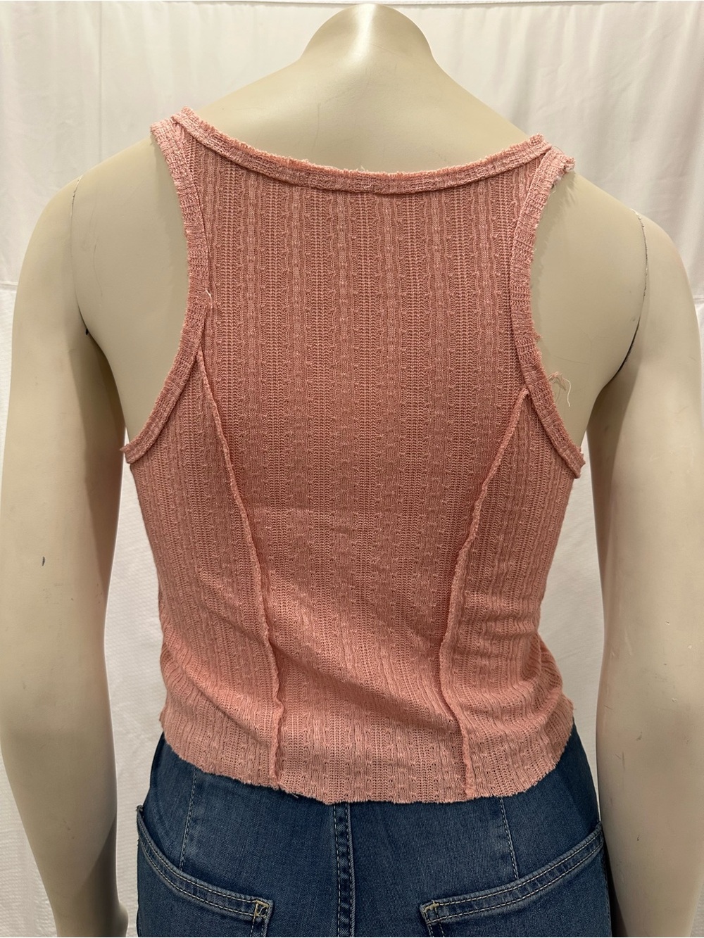 NWOT POL Pink Lace-Up Ribbed Tank Top - Picture 6 of 9